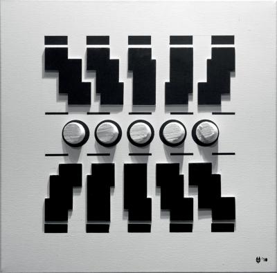 Tadeusz Moskała, 6D, 2010, akryl, styropian, pł&oacute;tno, 60 x 60 cm