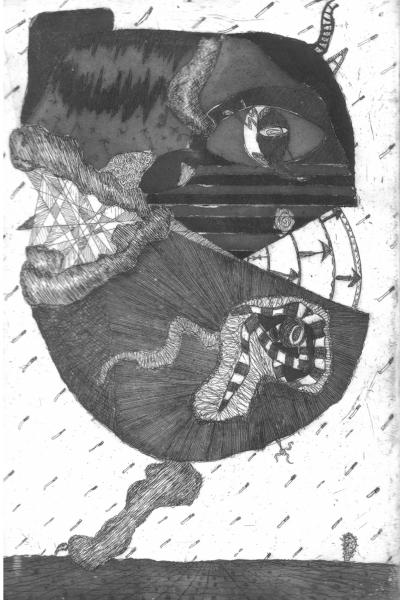 Amadeusz Popek, Głowa, 2007, akwaforta, akwatinta, 30 x 21 cm Amadeusz Popek, Głowa, 2007, akwaforta, akwatinta, 30 x 21 cm