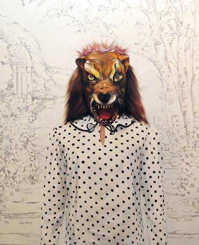 Ewa Juszkiewicz, Panna z wilka, 2011, akryl, olej, płótno, 160 x 130 cm Ewa Juszkiewicz, Panna z wilka, 2011, akryl, olej, płótno, 160 x 130 cm