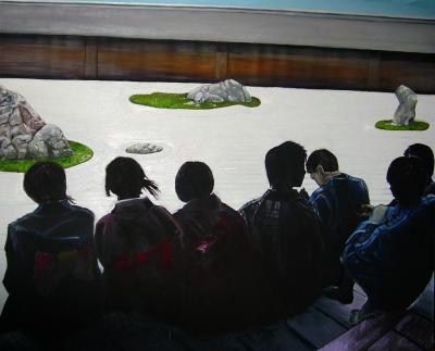 Iwa Kruczkowska-Kr&oacute;l, W Kamiennym ogrodzie, z cyklu Opowieści o herbacie, 2010, olej, pł&oacute;tno, 150 x 170 cm